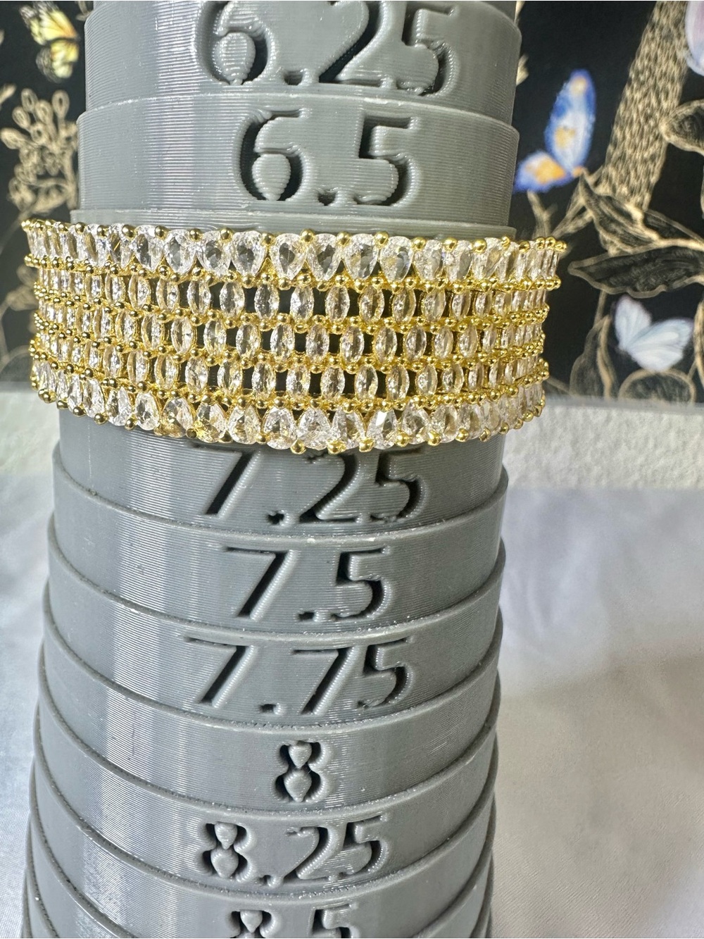 7” Gold-Plated Moissanite Multi-Row Bracelet - Women's Jewelry